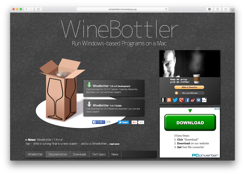 virtualbox winebottler