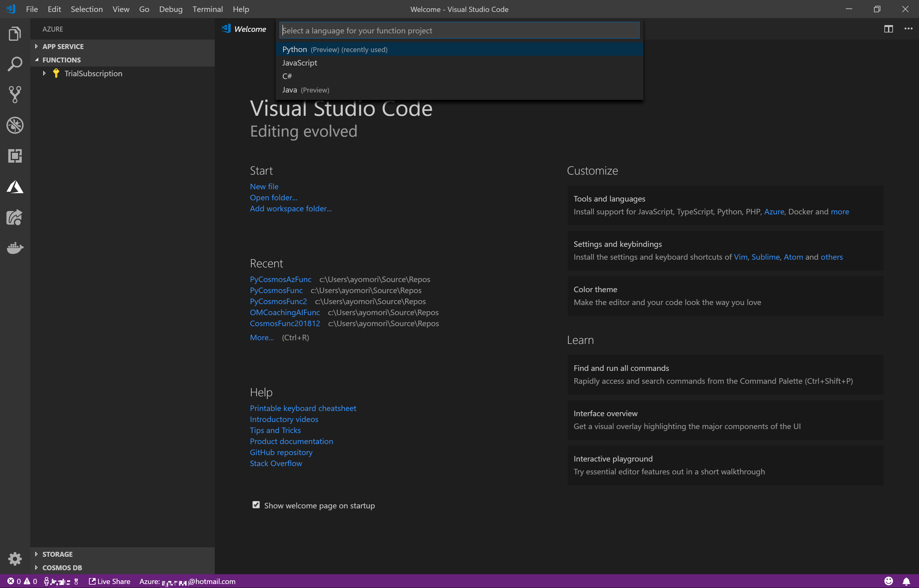 Azure Functions App × Python で Azure CosmosDB にアクセスしてみる #Python - Qiita