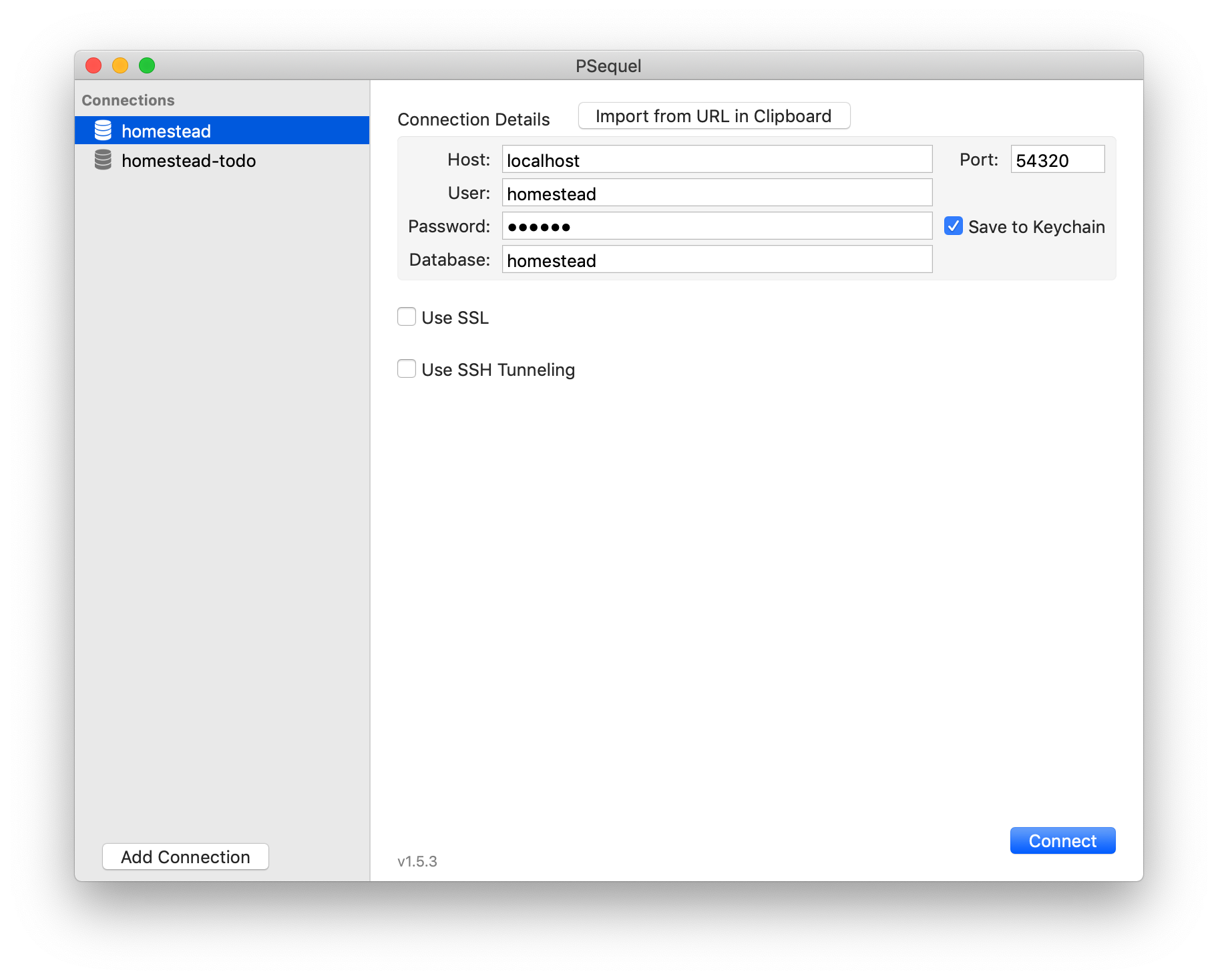 psequel asking for password for postgres