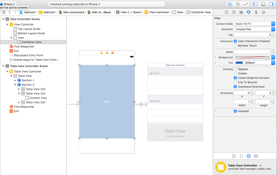 UIViewControllerにUITableViewのStatic Cellsを配置する方法 #iOS - Qiita