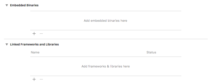 Xcode linked frameworks and libraries