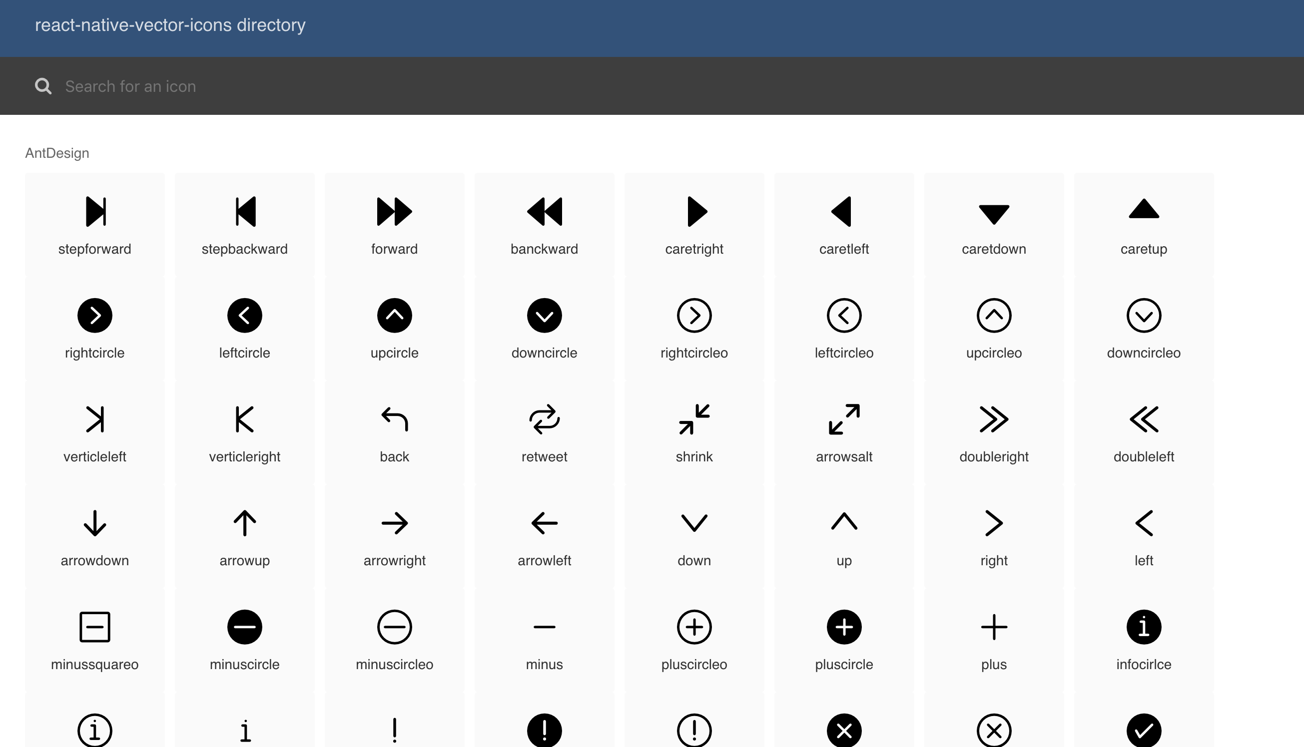 React-Native-vector-iconsで使えるアイコン一覧 #reactnative - Qiita