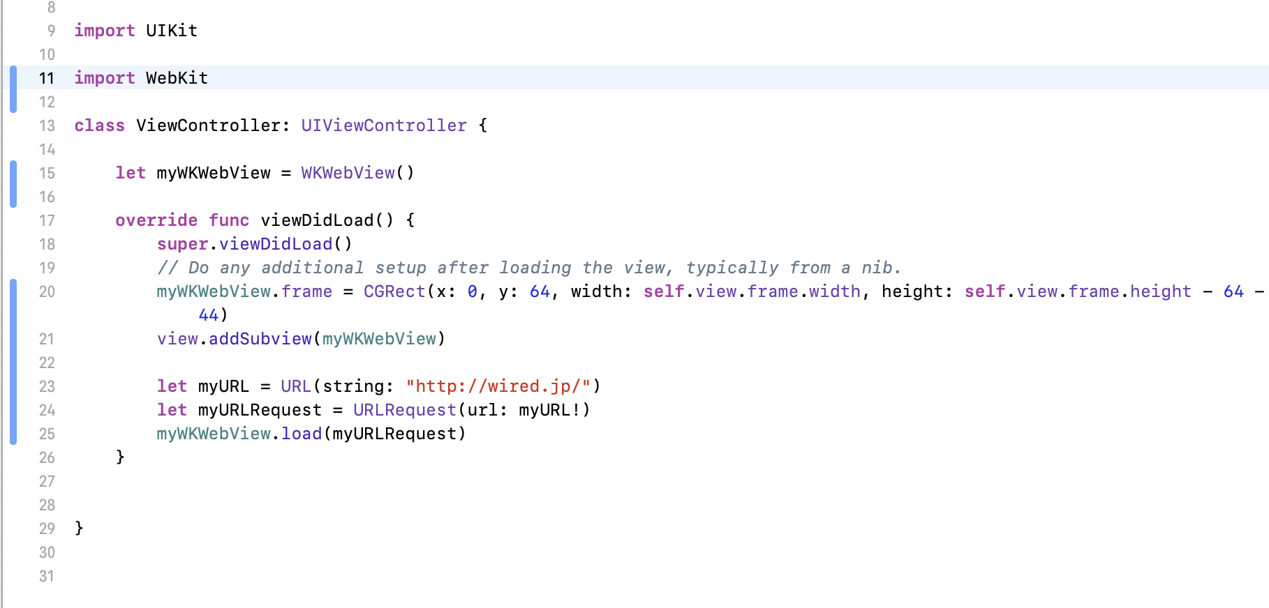 Xcode ver10.1 において、WKViewをInterface Builderで配置したけど、シミュレーターでうまく反映されない