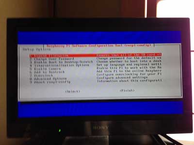 raspi-configの画面