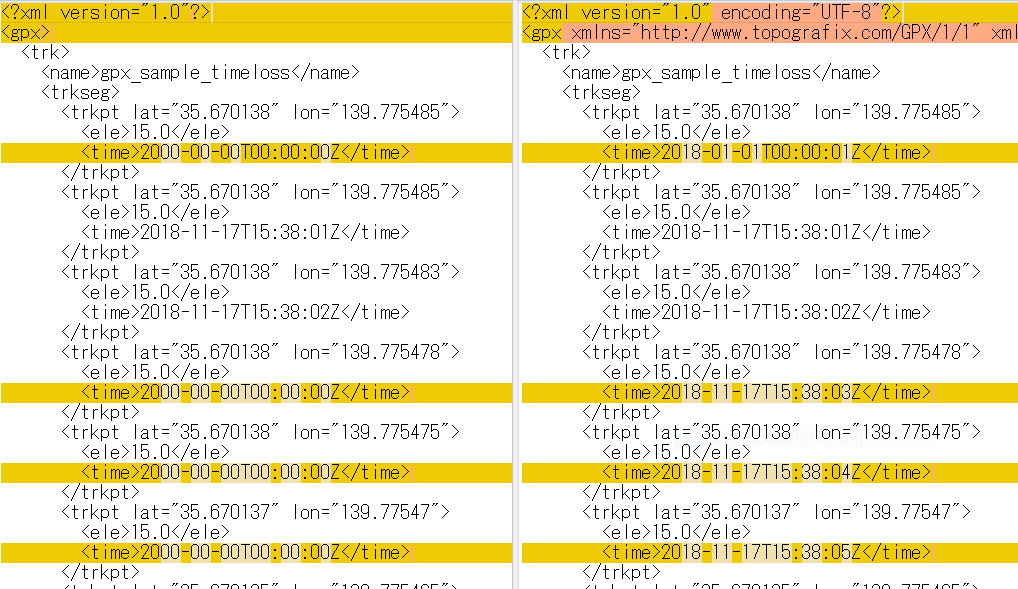 python で GPXファイルのデータ変換(time補間) Python3 Qiita