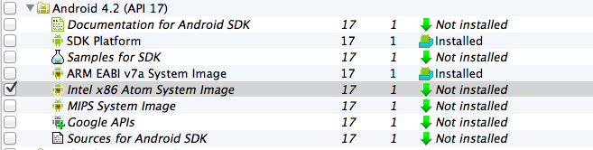 Intel x86 Atom System Imageを選択